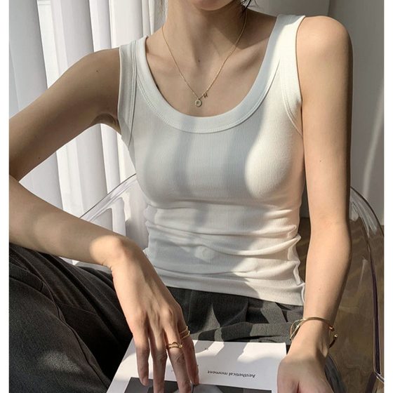 Modal Cotton Threaded Underwear Women's Solid Color All-match Bottoming Wide Shoulder Vest for Inner Wearing and Outer Wearing Comfortable Slim-fit Women