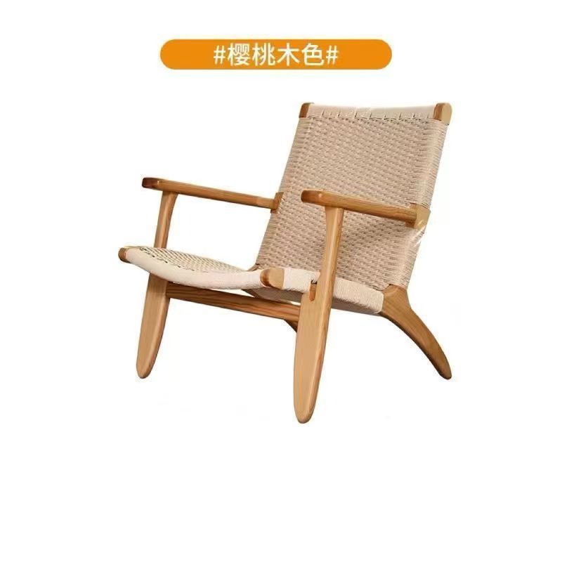 Sillas de madera sólida de cuerda trenzada sillas de balcón nórdicas sillas de ocio estilo japonés sillas de silla de casa pequeña silla de respaldo perezosa