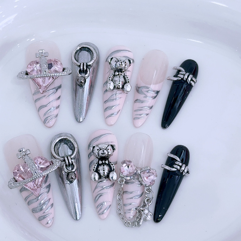 Hand-Wearing Armor Magic Girl's Gentle White Fairy Style Explosive Light Luxury Manicure Nails Hand-Wearing Armor Magic Girl's Gentle White Fairy Style Explosive Light Luxury Manicure Nails