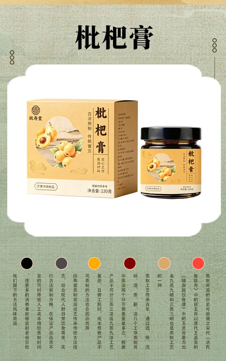 Handcrafted Loquat & Autumn Pear Paste (Eriobotrya japonica) — Slow-Simmered Herbal Fruit Paste, 220g specifications