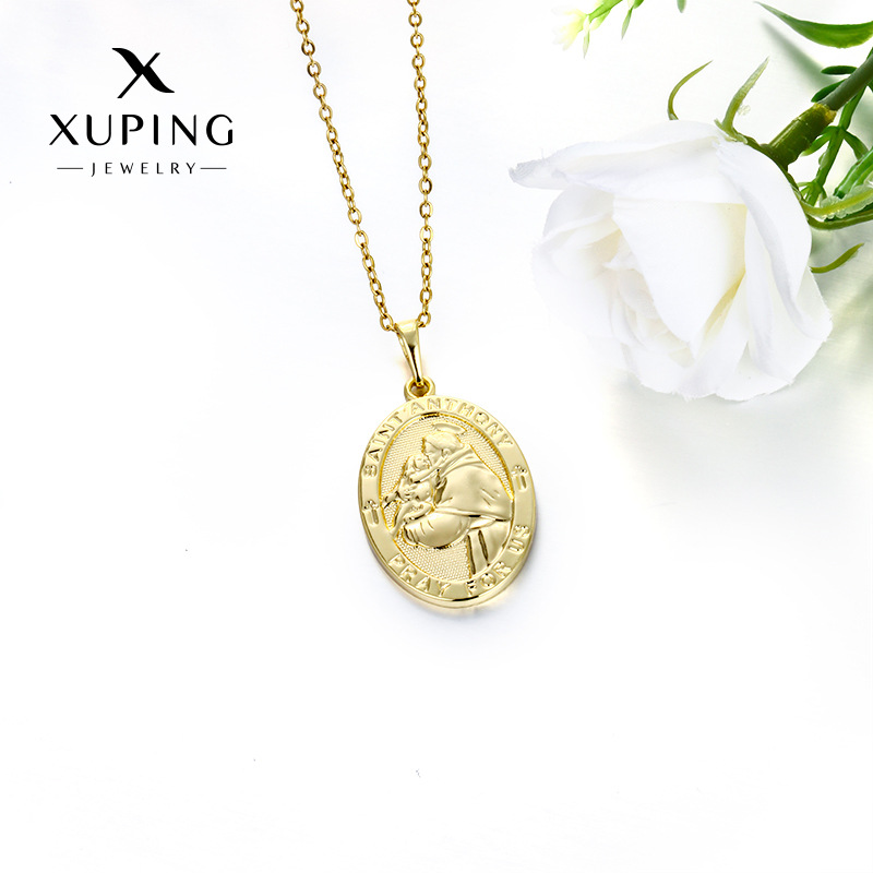 Xuping Europa y los Estados Unidos aleación de cobre chapado 14k color colgante de retrato geométrico colgante personalidad simple al por mayor