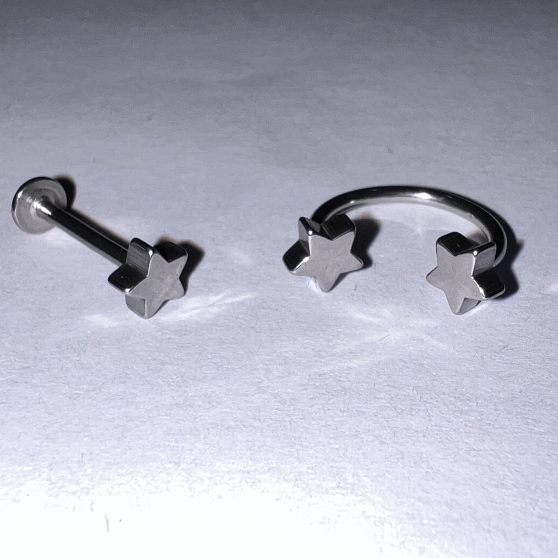 Anel Pentagrama, Piercing Labial, Joia de Piercing em Aço Inoxidável, Piercing de Orelha Estilo Punk para Homens e Mulheres, Crossborder_voghion.com