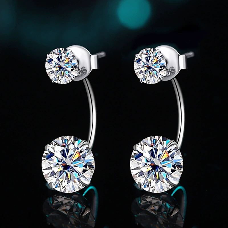 Platinum fashionable classic earrings, silver 925 sample