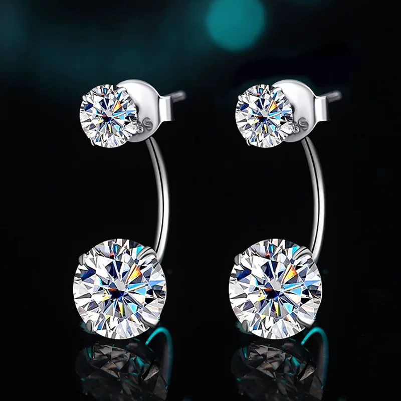 Platinum fashionable classic earrings, silver 925 sample
