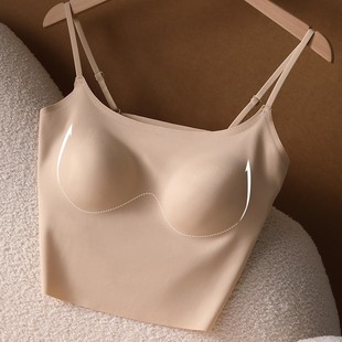 Popular Liquid Foundation Seamless Nude Beauty Back Bra for Women with Breast Pads, One-Cup Slimming Slim Shoulder Strap Bra