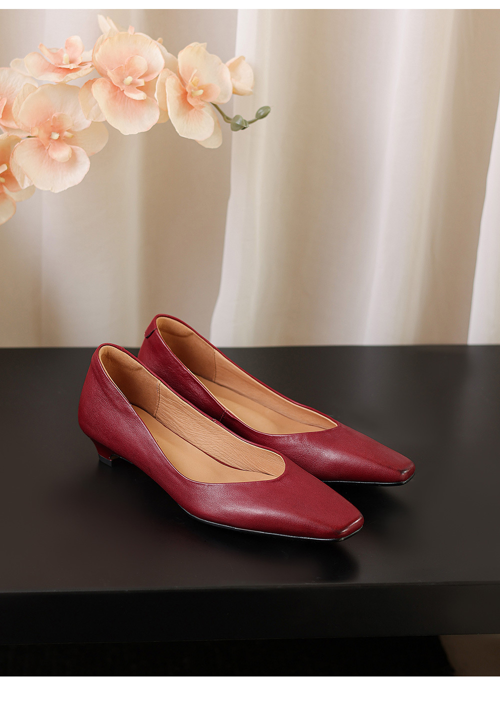 Giày cao gót nữ mũi nhọn da bò rửa nước, gót 3 cm, phong cách Hàn Quốc — đen chi tiết 23