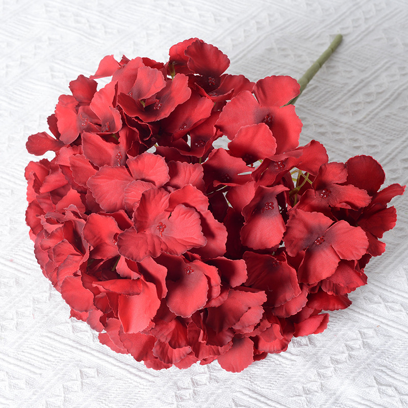 Hortensia artificial 5-cabeza paquete macaron Hortensia boda tiro diseño decoración del hogar flor falsa Flor de tela de seda