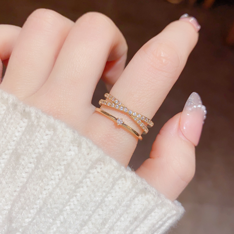 Designer style, high-end, double-layer ring design, light luxury, cool style, open index finger, fashionable and personalized ring_voghion.com