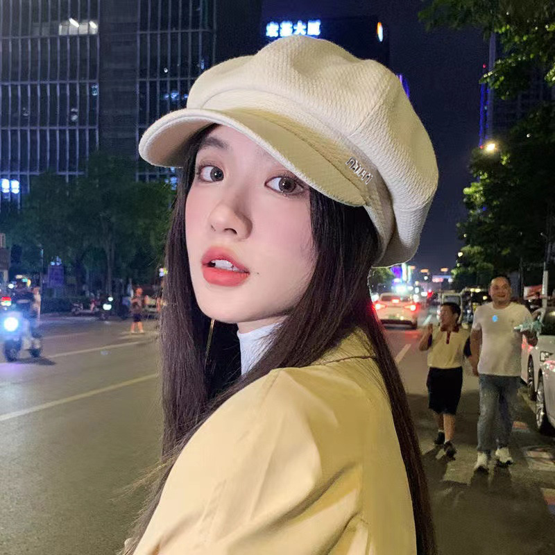 美拉德八角帽子女纯色贝雷帽女秋冬季2025新款复古画家帽子显脸小|undefined