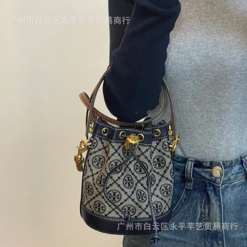 Tb Women's Bag 2024 New Monogram Bucket Bag Mini Old Flower Large Capacity Handbag High Color Value Crossbody Bag