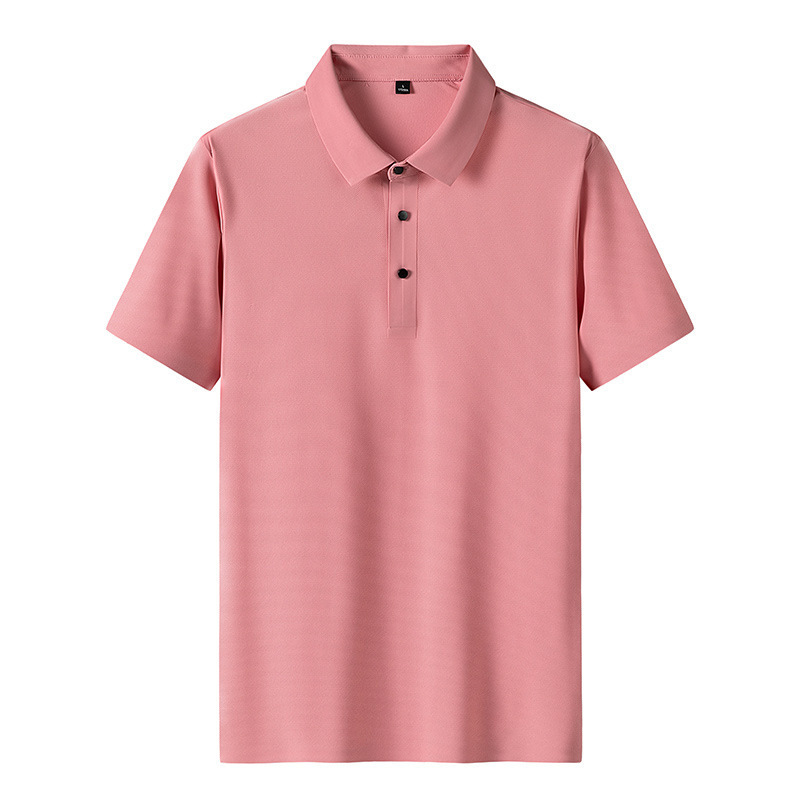 Camiseta de hielo de manga corta clásica multicolor de manga corta de verano nueva camiseta transpirable para hombres de negocios ligero con solapa absorbente de sudor