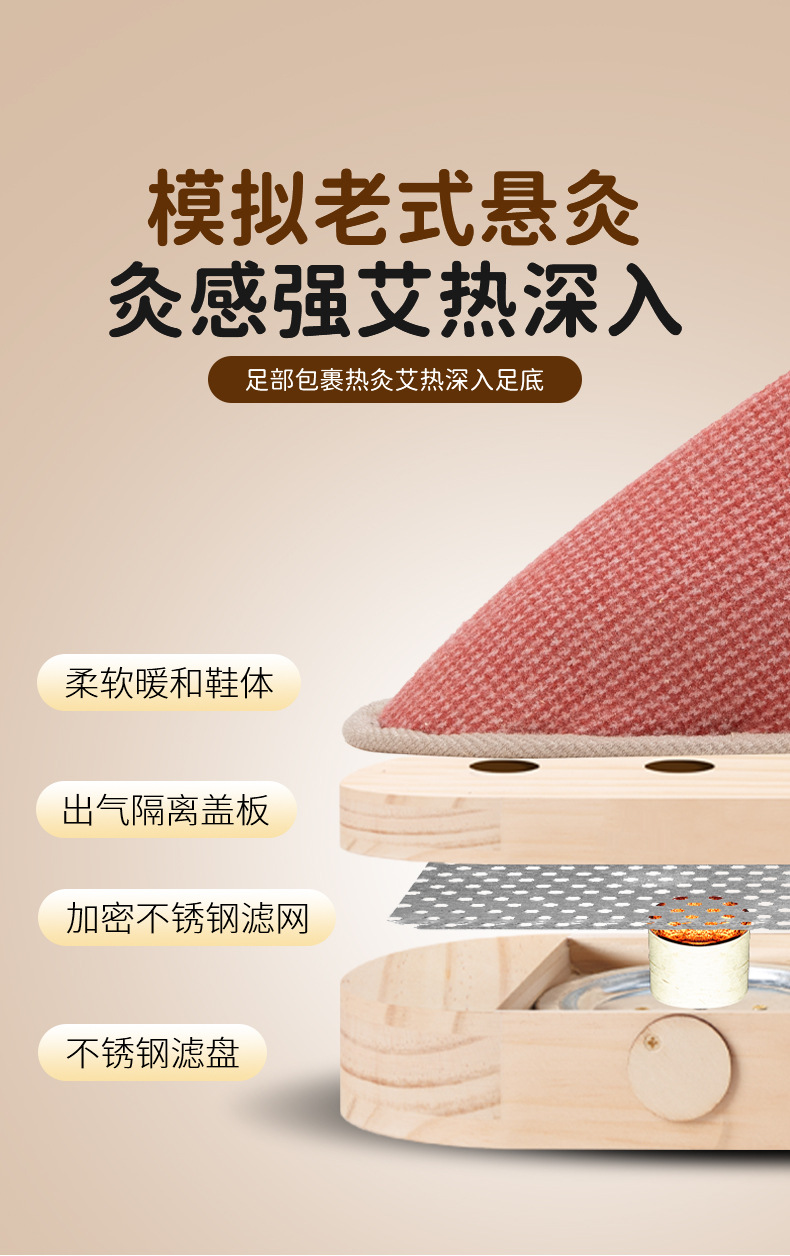 Foot Moxibustion Shoes Spring Summer Thin Style Wooden Moxa Warming Slippers with Anti-Slip Pads for Sole Therapy key features