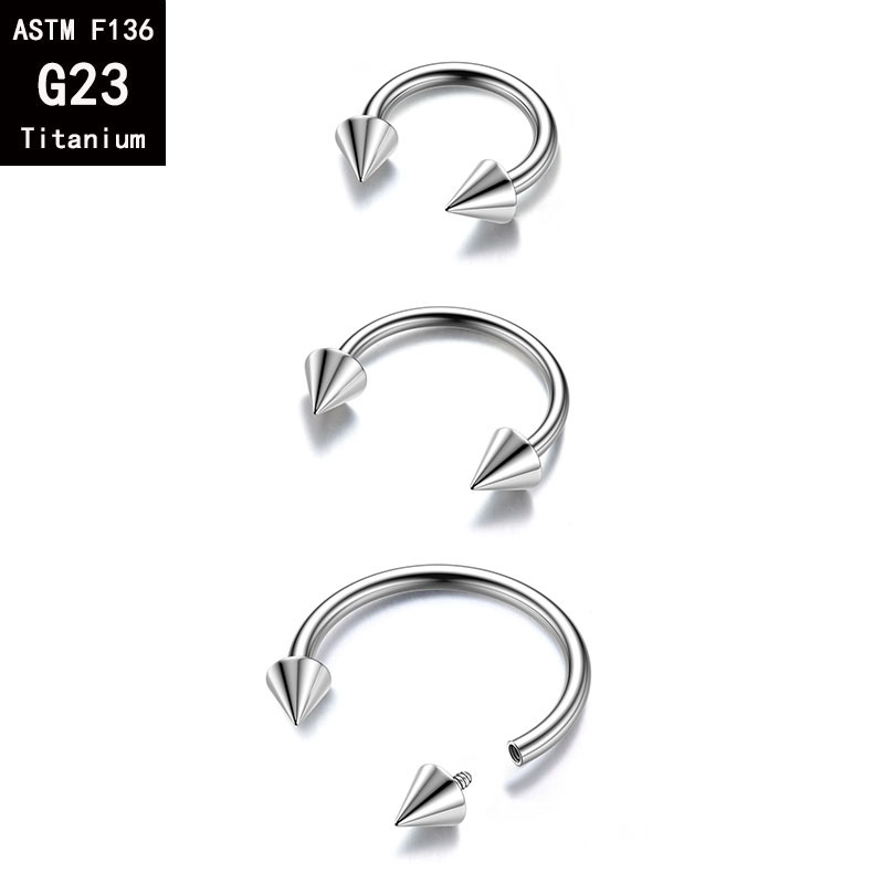 G23 Titanium Internal Thread Horseshoe Septum Ring 14G 14mm F136 Titanium Alloy C-Shaped Nose Ring detail image 9
