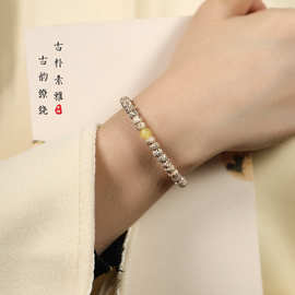 海南顺白星月菩提子手链mini单圈细款气质文艺森系女搭配朱砂手链