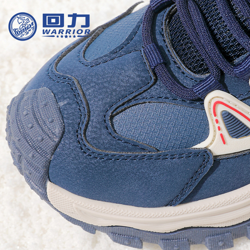 Zapatos de invierno de rayas azules con suela gruesa, nuevos zapatos de algodón calientes para niños y niñas, zapatos casuales ligeros con suela fría