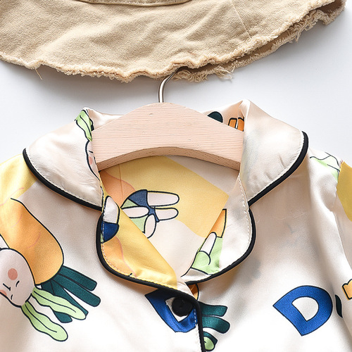 BE46 Short + Long  New Fashionable Comfortable Unisex Baby Cute Cartoon Rabbit Radish Homecoming Suit Two Pieces