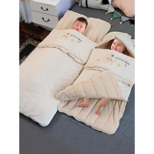 Sleeping Bag Baby Autumn and Winter Thickeneded Large Kidsren's Baby Air-Conditioned Quilt Spring All-Season Pure Cotton Anti-Kick Quilt