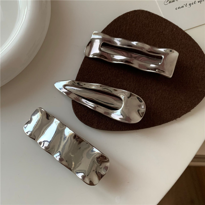 Silver Metal Wave Hairpin Korean Retro High-End Hairpin Hair Accessories Bangs Clip Ins Cold Style Side Clip Silver Metal Wave Hairpin Korean Retro High-End Hairpin Hair Accessories Bangs Clip Ins Cold Style Side Clip
