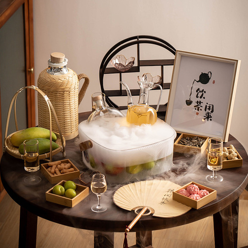 IYR7 Summer Stove Ice Tea Tool Cold Brew Pot Glass Teaware Accessories Vessels Teapot Spring Boiling Sealed Ice Tea Pot