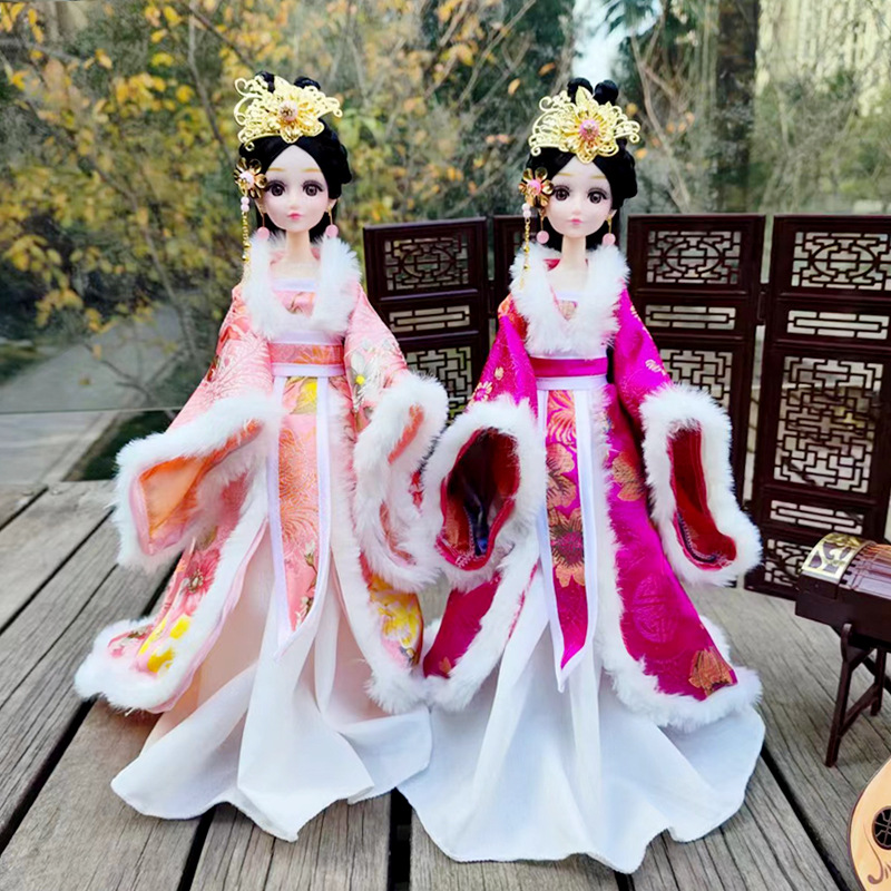 30cm Chinese Style Red Empress Baba Doll Antique Hanfu Fairy Princess Ornaments Children's Toys