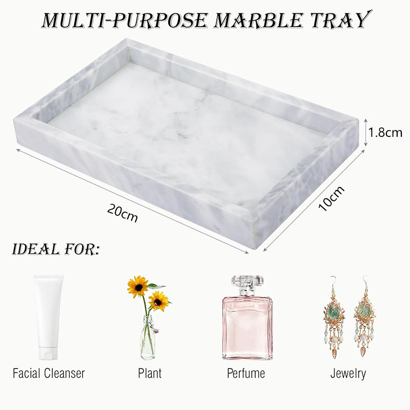 Bandeja de silicona con efecto mármol, rectangular, ideal para almacenamiento de joyas o decoraciones de baño en hoteles