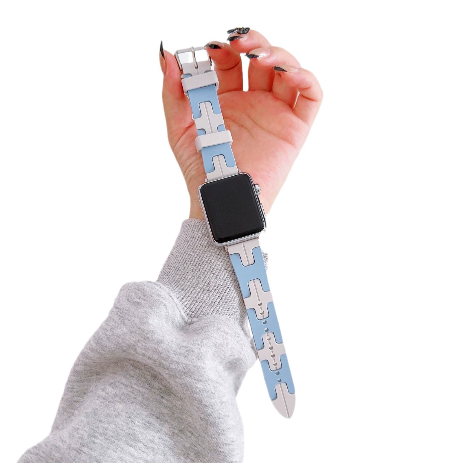 Apple, совместимый браслет, аксессуары, силиконовый двухцветный тканевый ремешок для часов