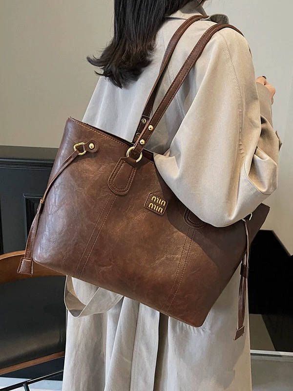 Плечевая сумка ретро демисезона, вместительная Tote, 40×12×25 см, универсальная
