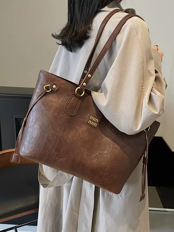 Плечевая сумка ретро демисезона, вместительная Tote, 40×12×25 см, универсальная