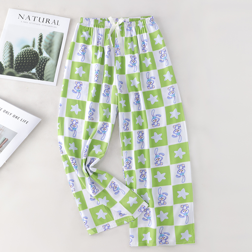 Pantalones de pijama de algodón de verano sueltos para mujeres embarazadas pantalones de piernas anchas colgantes sensación de nueve pantalones para el hogar se pueden usar fuera