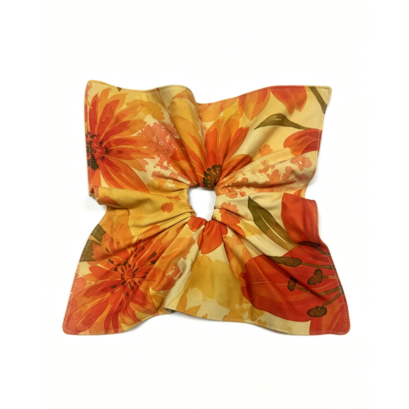 Yoga Headband with Floral Oil Painting Design, Large Square Scarf, Scrunchie, Elegant and Stunning Large Square Headband for Women