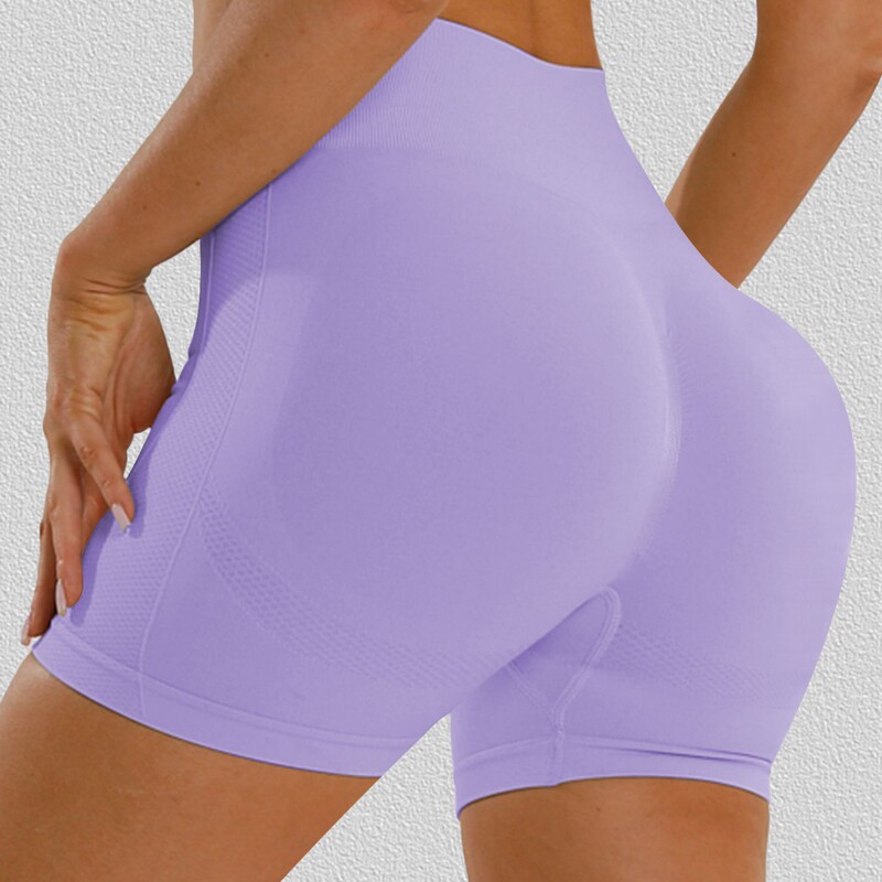 Cross-Border Supply of Seamless Knitted Sports Yoga Shorts Nylon Tight High Elastic Running Fitness Boxer Briefs for Women