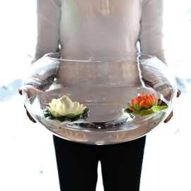 鱼缸透明玻璃办公桌创意水培圆形圆球圆型小型乌龟迷你桌面小鱼缸