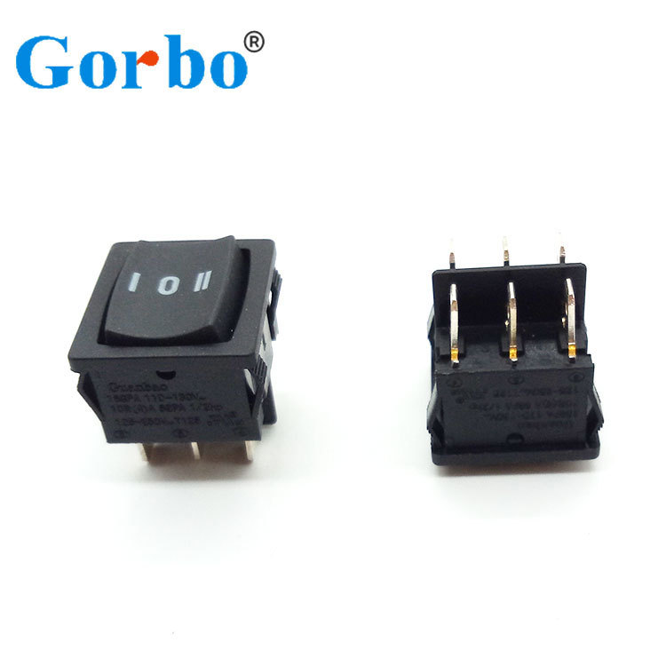 KCD 船型开关 4脚2档/6脚3档 黑色 带灯 翘板开关 电源开关 铜脚