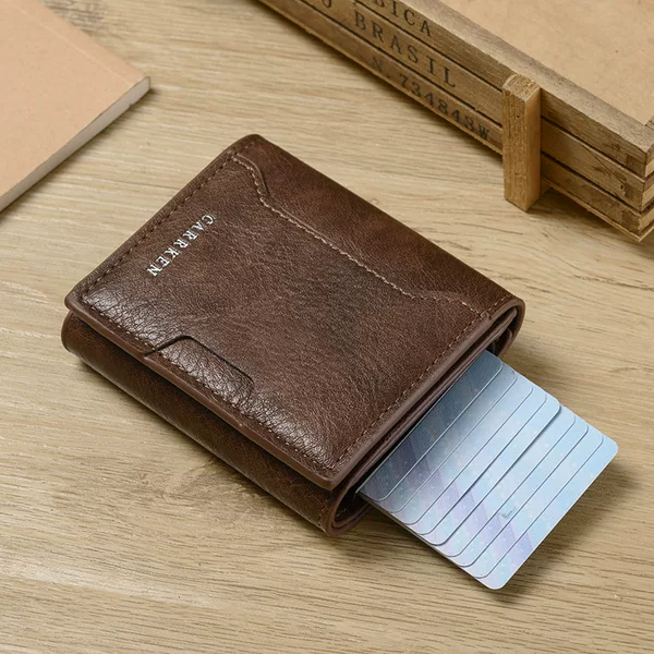 Cross-Border Y New Men's Wallet Short Multi-Card Slot Aluminum Box Multi-Function Automatic Card Ejection High-End Card Holder