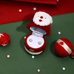 クリスマス植毛リングボックス サンタクロース雪だるまジュエリーボックス ジュエリーボックス クリエイティブ誕生日ジュエリーボックス