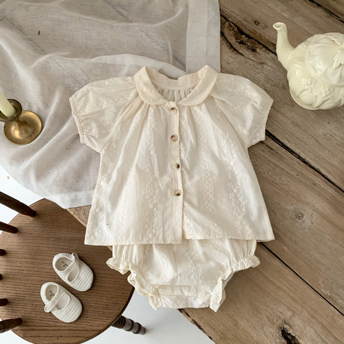 Shorts Girls Suit Summer  New Baby Korean Style Small Fragrance Style Short-Sleeved Harness Romper Suit