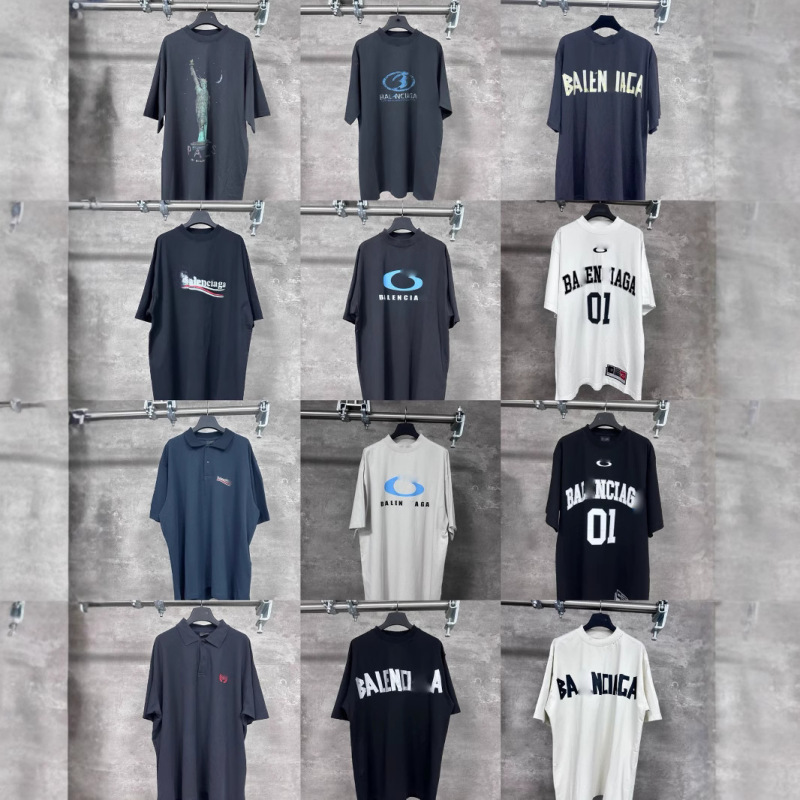 High Version Paris B Brand Short-Sleeve Collection Large European Size Loose High Street Large Logo Letter Print Unisex T-Shirt