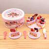 Family handheld dessert realistic wooden box for ice cream, fuchsia kitchen for cutting, toy