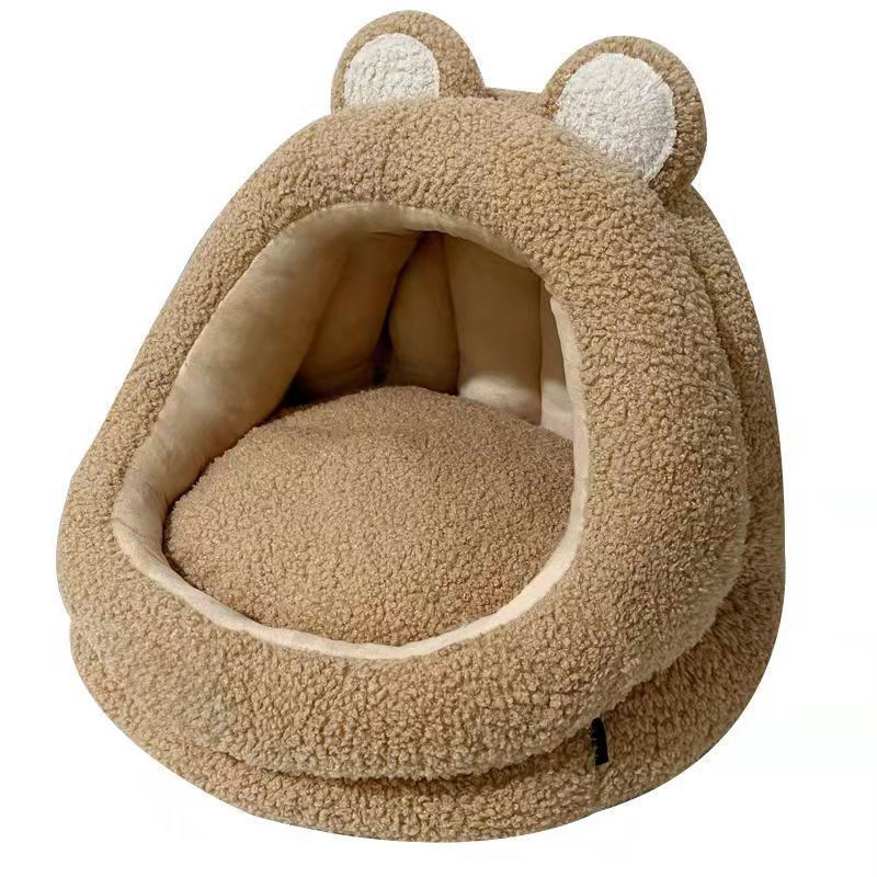 Pipitao perrera Four Seasons Pet's Nest Otoño e invierno Nuevo peluche Zapatillas de oso semicerradas Peluche para gatos