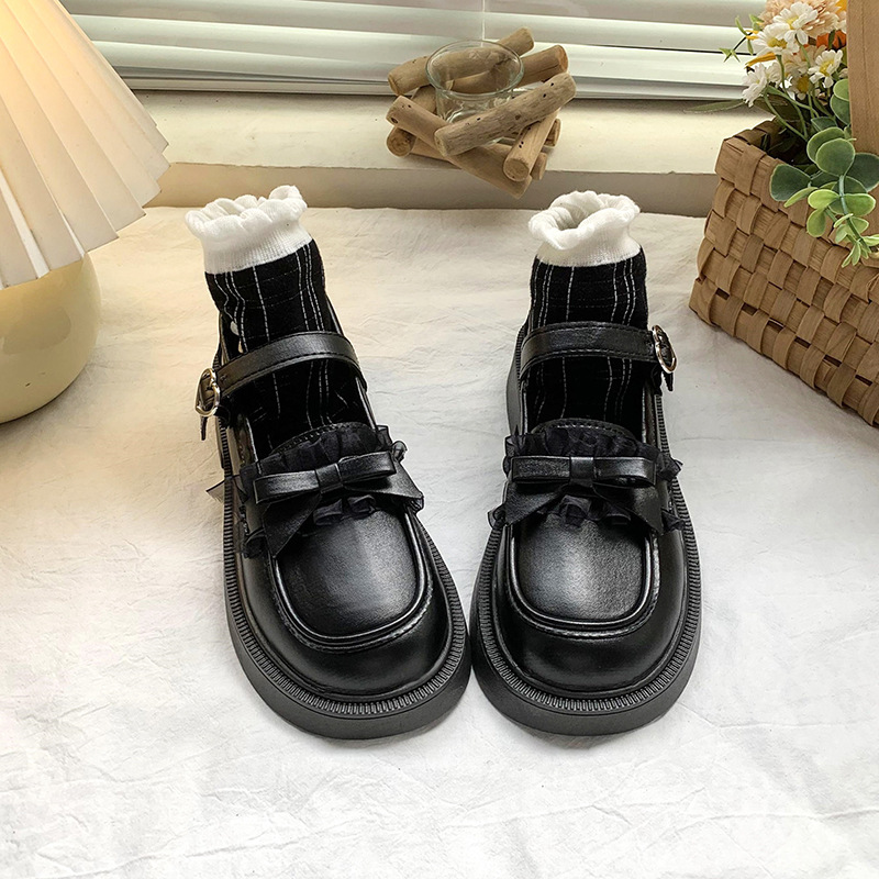 2022 nuevos zapatos japoneses Lolita JK de corte bajo Mary Jane Zapatos simples de cuero blanco con suela gruesa para mujer