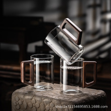 耐热玻璃杯办公室高档精致泡茶杯中式待客喝红茶绿茶月牙杯子套装