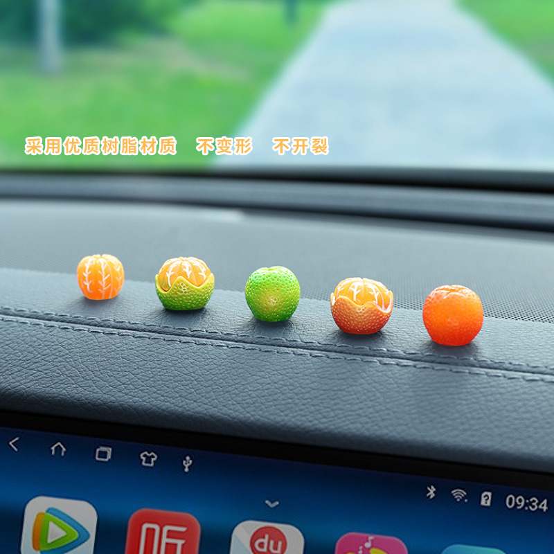 Decoración del automóvil pequeña naranja lindo mini espejo retrovisor decoración de consola interior