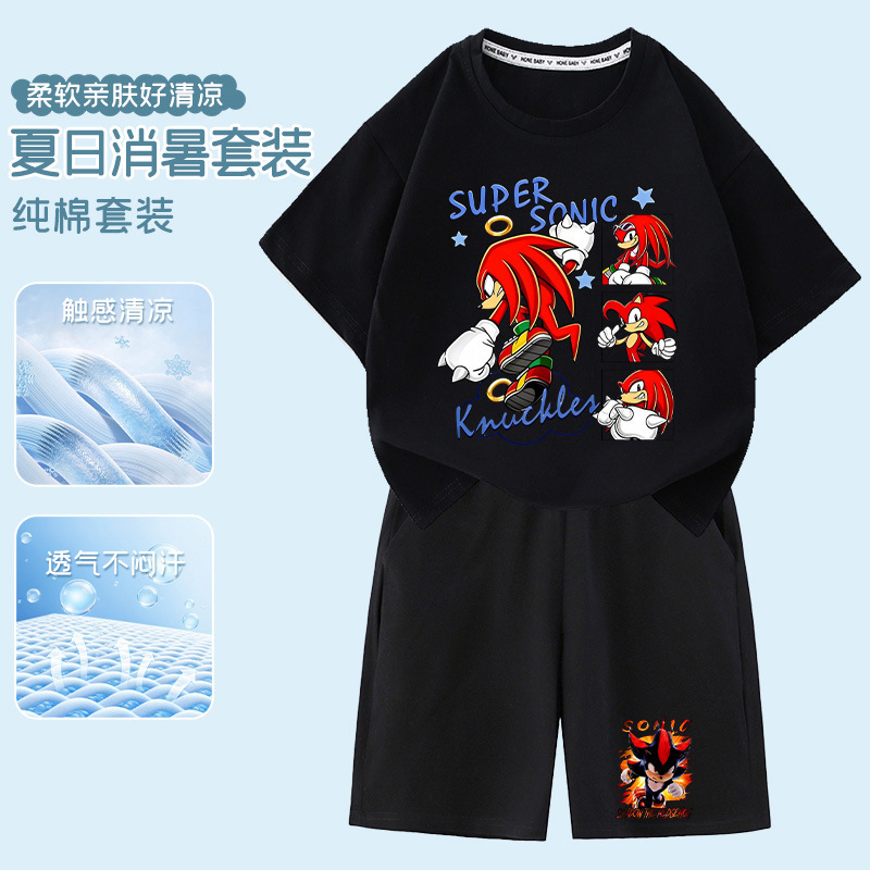 Cross-Border Sonic the Hedgehog Clothing Children's Short-Sleeve T-Shirt Boys' Anime Print Summer Sports Shirt for Primary and Secondary School Students Cross-Border Sonic the Hedgehog Clothing Children's Short-Sleeve T-Shirt Boys' Anime Print Summer Sports Shirt for Primary and Secondary School Students