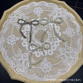 网红芭蕾风手工串珠仿珍珠蝴蝶结半成品配件diy鞋帽服饰饰品辅料