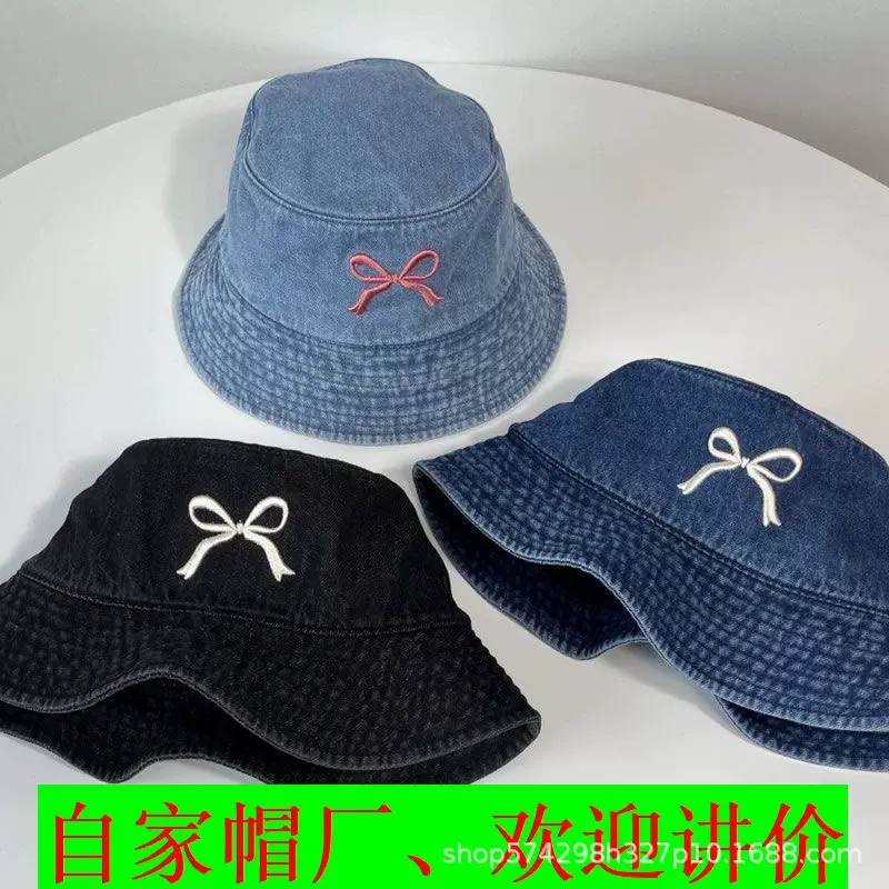 帽子女秋冬春2024蝴蝶结渔夫牛仔领结领带ebay韩国跨境外贸亚马逊