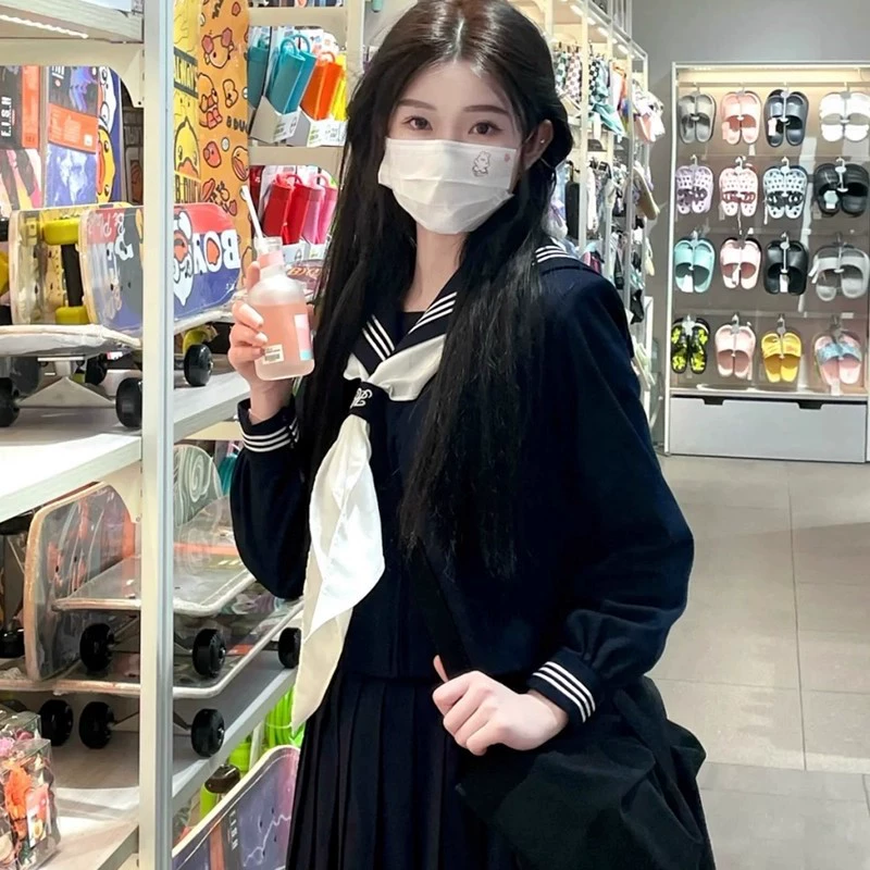 Костюм моряка Feng в японском стиле, осенне-зимняя ортодоксальная форма JK, плиссированная юбка с грудью Канзаи, три выпускных униформы, школьная форма, костюм