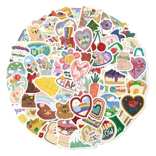 90 cartoon simple bear pen painting stickers laptop phone case Journal Book decorative waterproof stickers