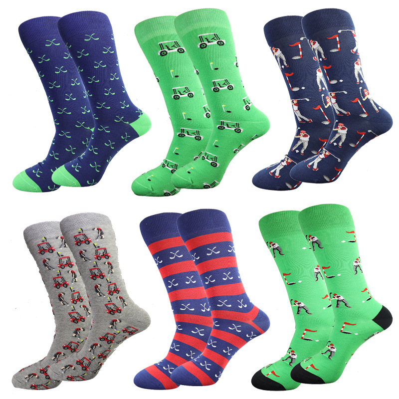 High-Quality Foreign Trade Cotton Cartoon I Love Dollars to Get Rich Hot Pepper Medical Supplies Pattern Mid-Tube Trendy Socks Flower Socks