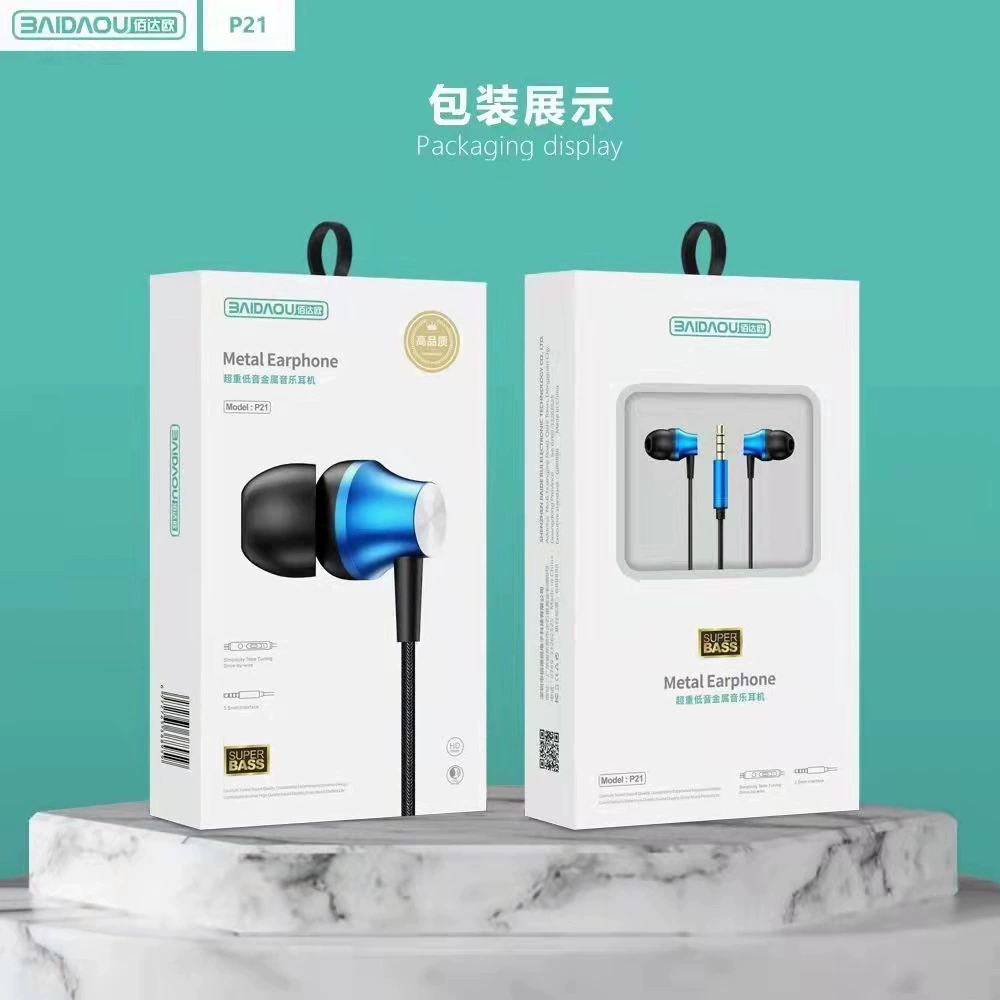 Сабвуфер Проводные наушники с Mac 3,5 круглым отверстием Pinger In-Ear Tone Металлические наушники