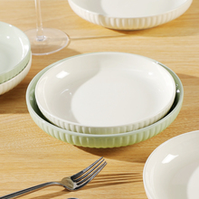 盘子菜盘家用4/6只装陶瓷奶油风拼色碟子深盘餐盘创意个性水以信